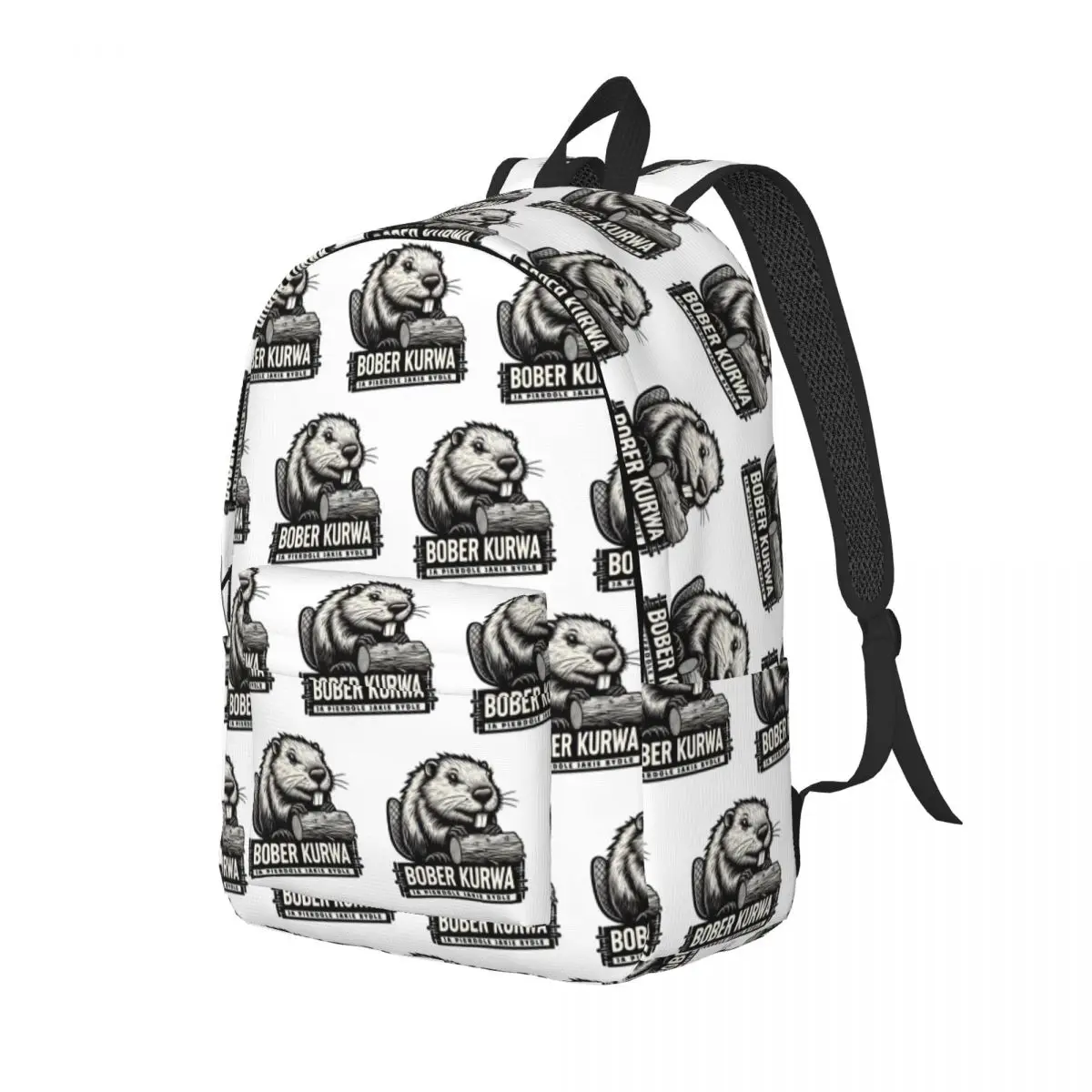 Poland Beaver Bober Polish Bobr Kurwa Student Backpack School Bag Hiking Travel Daypack for Men Women Bookbag Shoulder Bags