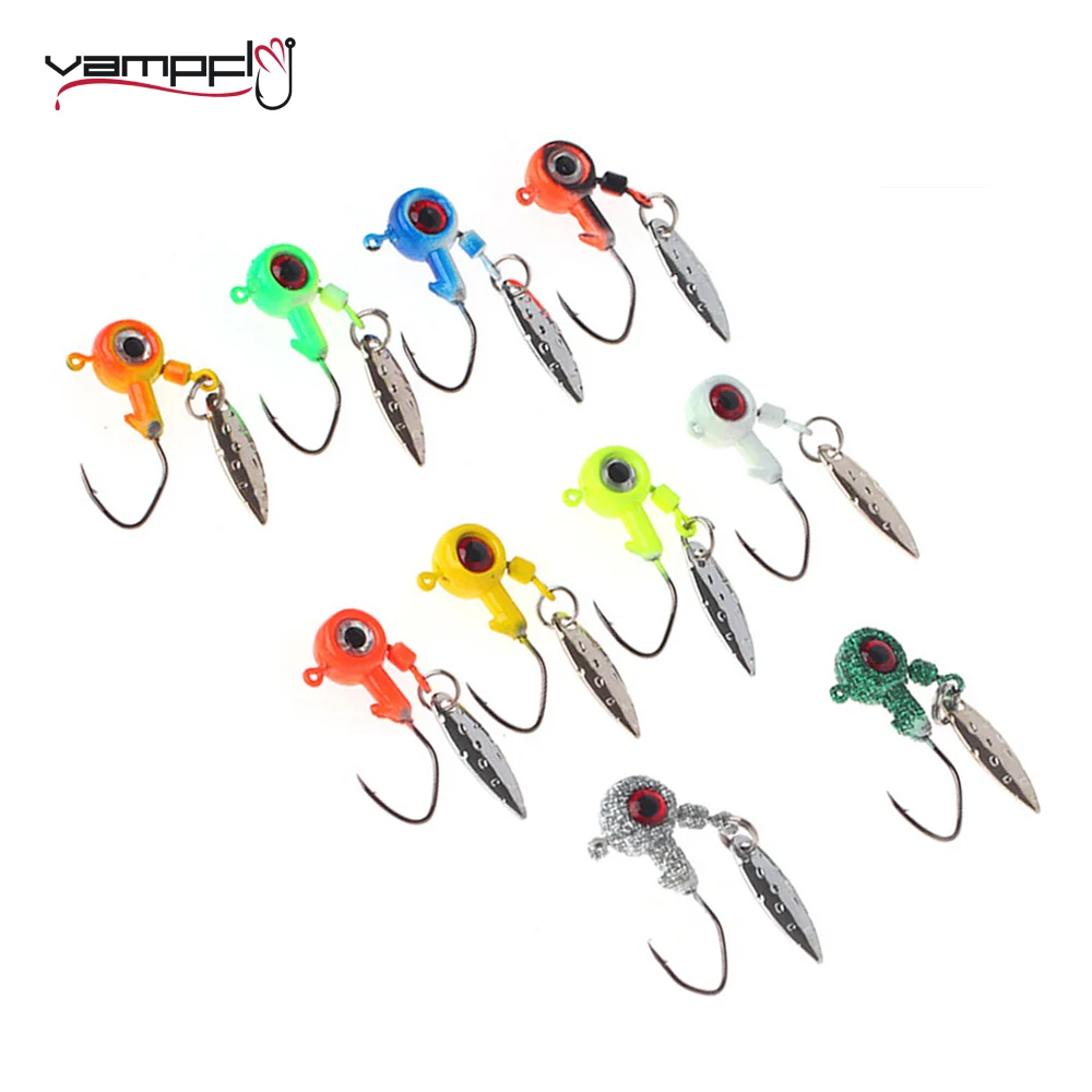 

Vampfly 2.2g 3.9g Jig Head Hook Crappie Fishing Rotating Sequins Jig Lure Metal Spoons Hard Baits For Soft Worm Fishing Tackle