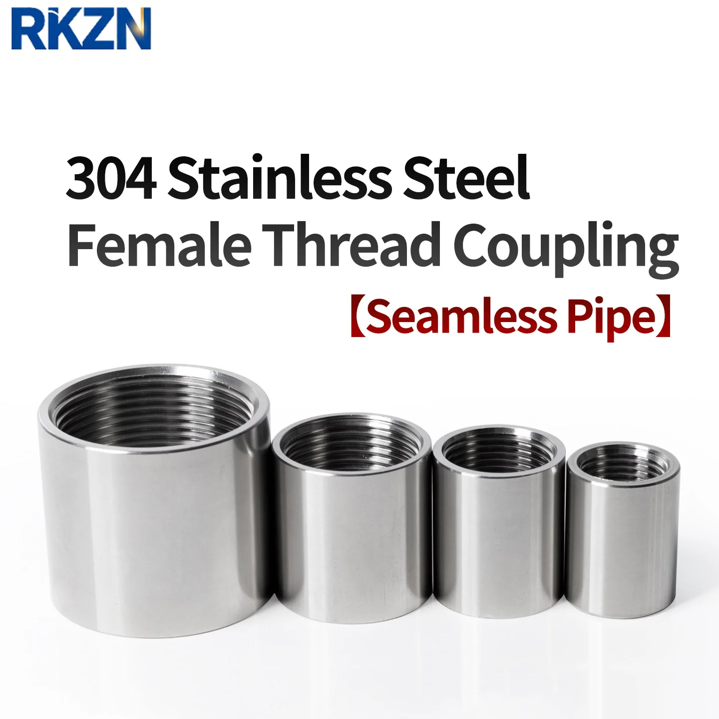 304 Stainless Steel Double Female Thread Coupling, Straight Water Pipe Connector, BSP 1/4