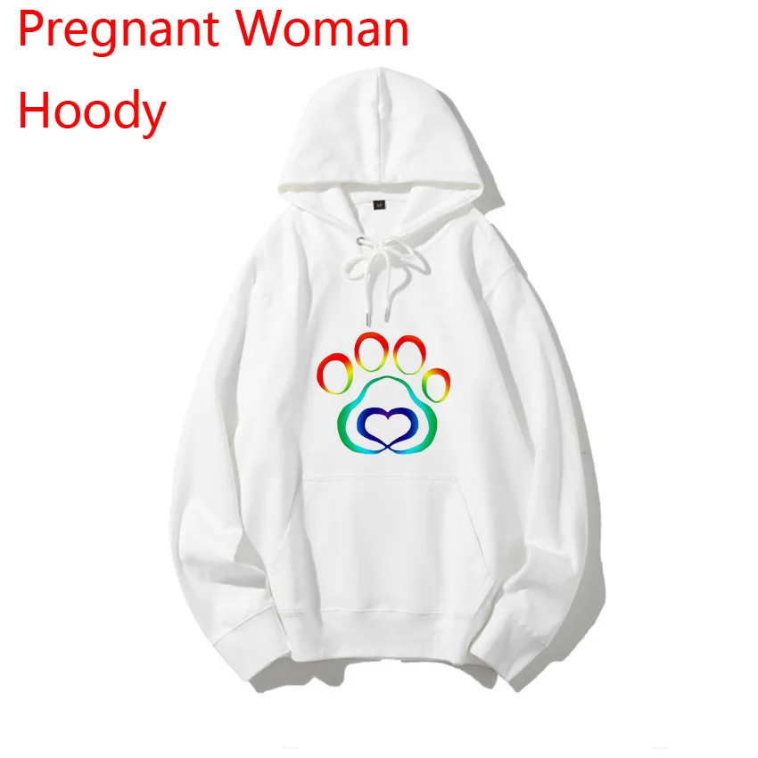 

Colorful Paw Cat Dog Love Funny Print Customized Pregnant Woman Hoodie Spring Autumn Fashion Maternity Women Hoody Add Your Desi