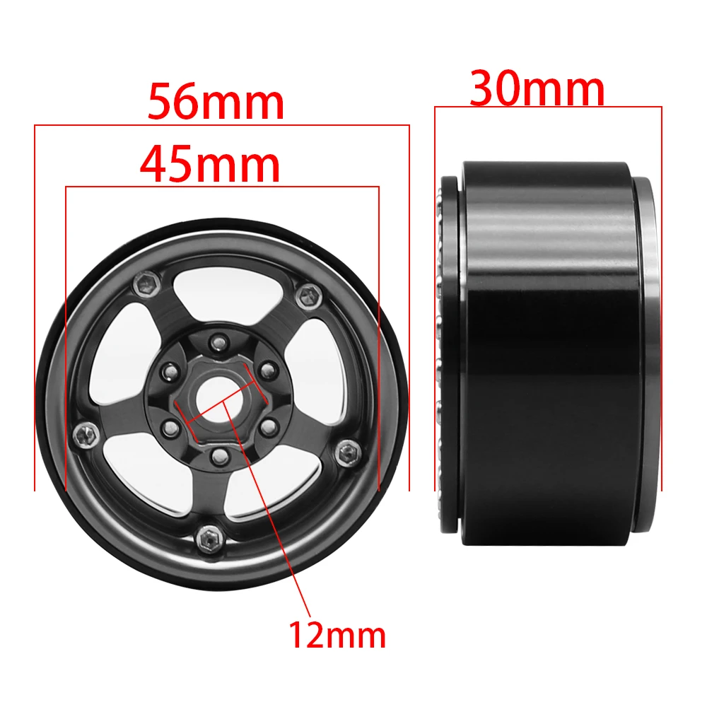 1/10 RC Crawler Aluminum Alloy 1.9 Inch Beadlock Wheels Colorful 5 Spokes Rim for TRX4 YK4102 Axial SCX10 II RGT EX86190