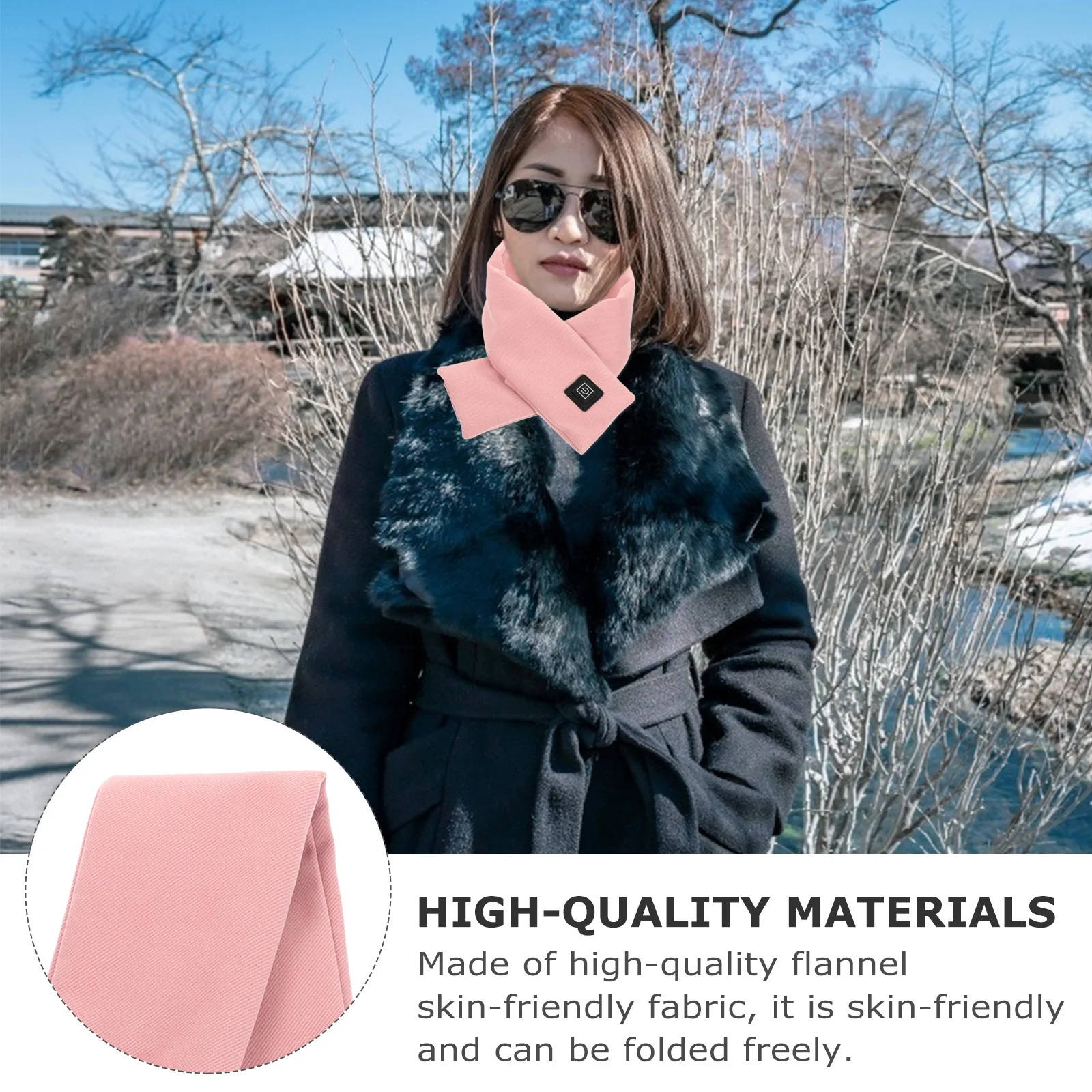 

1pc Smart Heating Scarf Premium Foldable Warm Neckerchief For Winter Portable Heated Neck Collar Travel Gift Washable