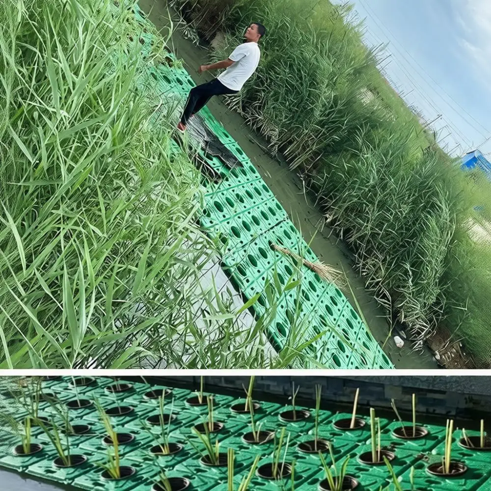 Artificial Floating Garden Planter Round Biological Tray Water Purification Holder Floating Wetland Growth Platform Unit