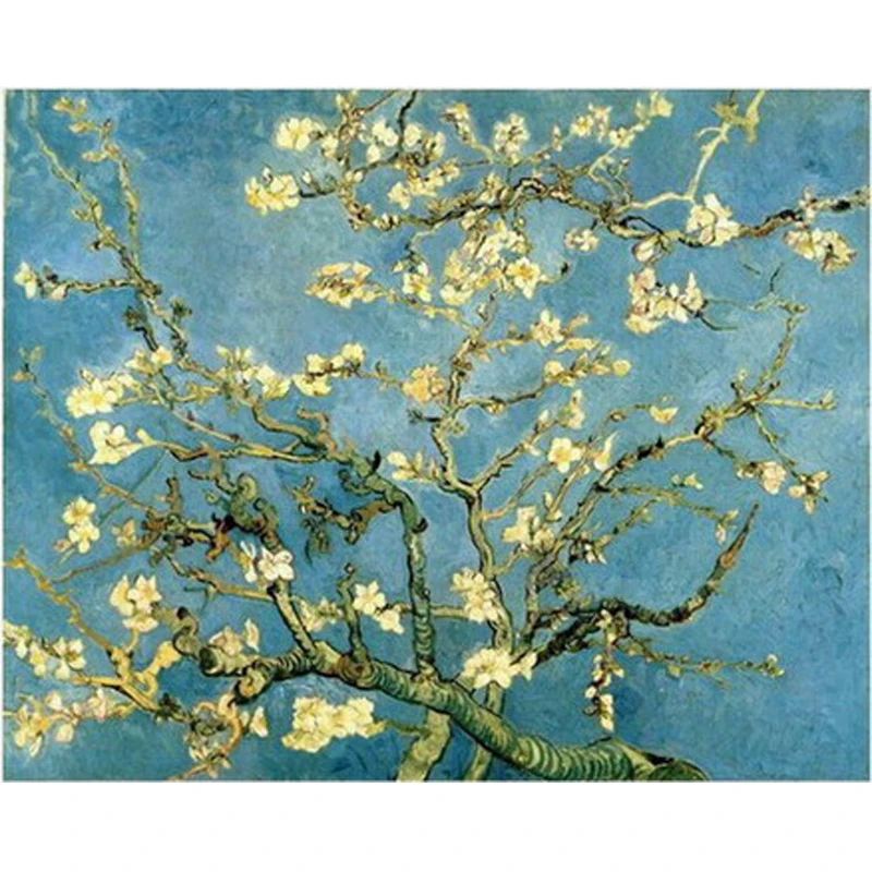 oil painting reproduction on linen canvas,Blossoming Almond Tree by vincent van gogh,Free Shipping,100%handmade,unframed