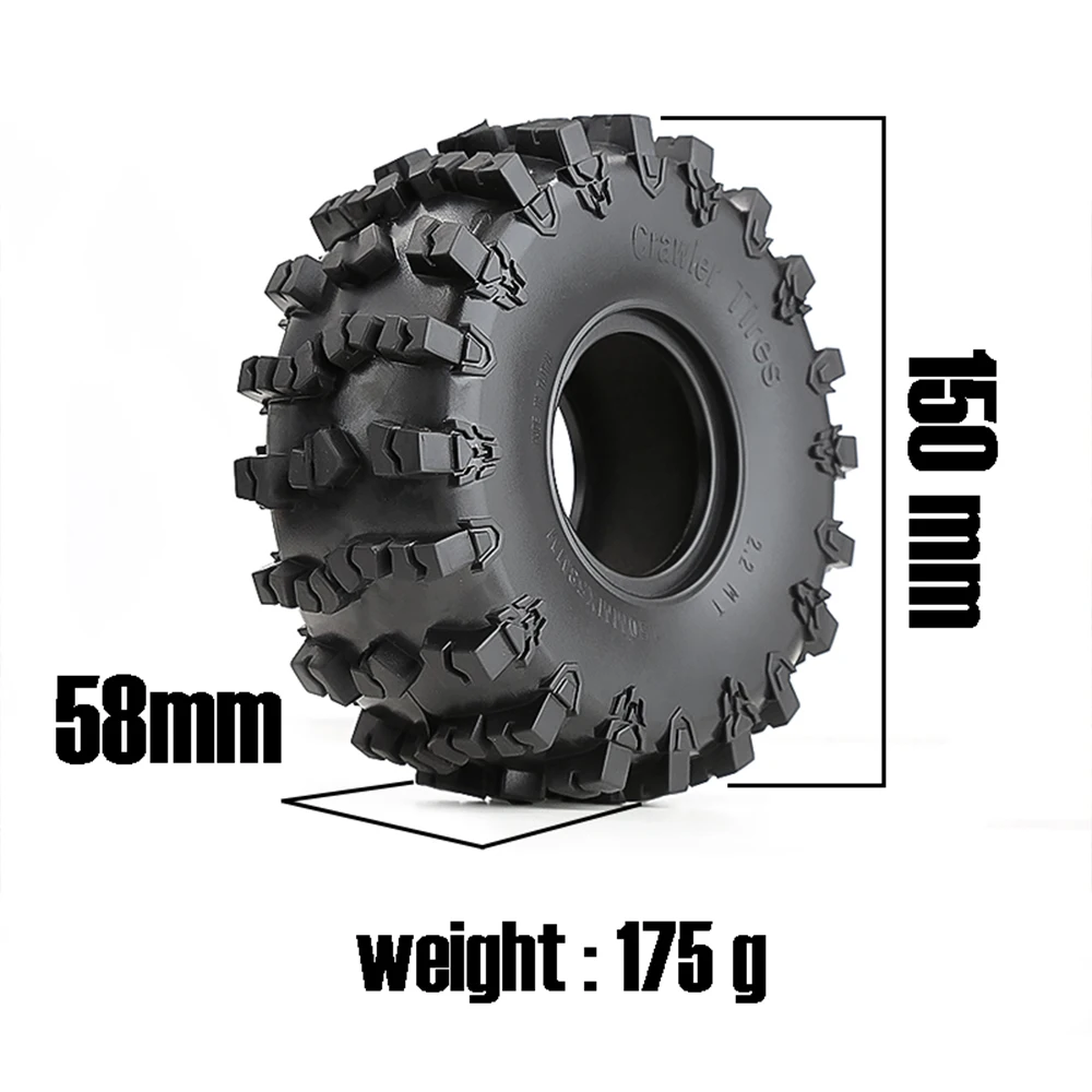 150*58MM 2.2 Inches Tires Oversized Rubber Climbing Tires For 1:10 RC Car Axial SCX10 90046 AXI03007 D90 Traxxas TRX-4