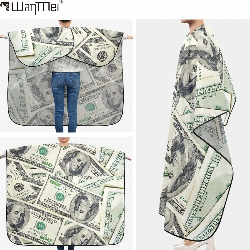1pcs Professional Unisex Haircutting Anti-Stain Barber Cape for Hairdressing Waterproof Non-Stick Perm with Stylish USD Printing