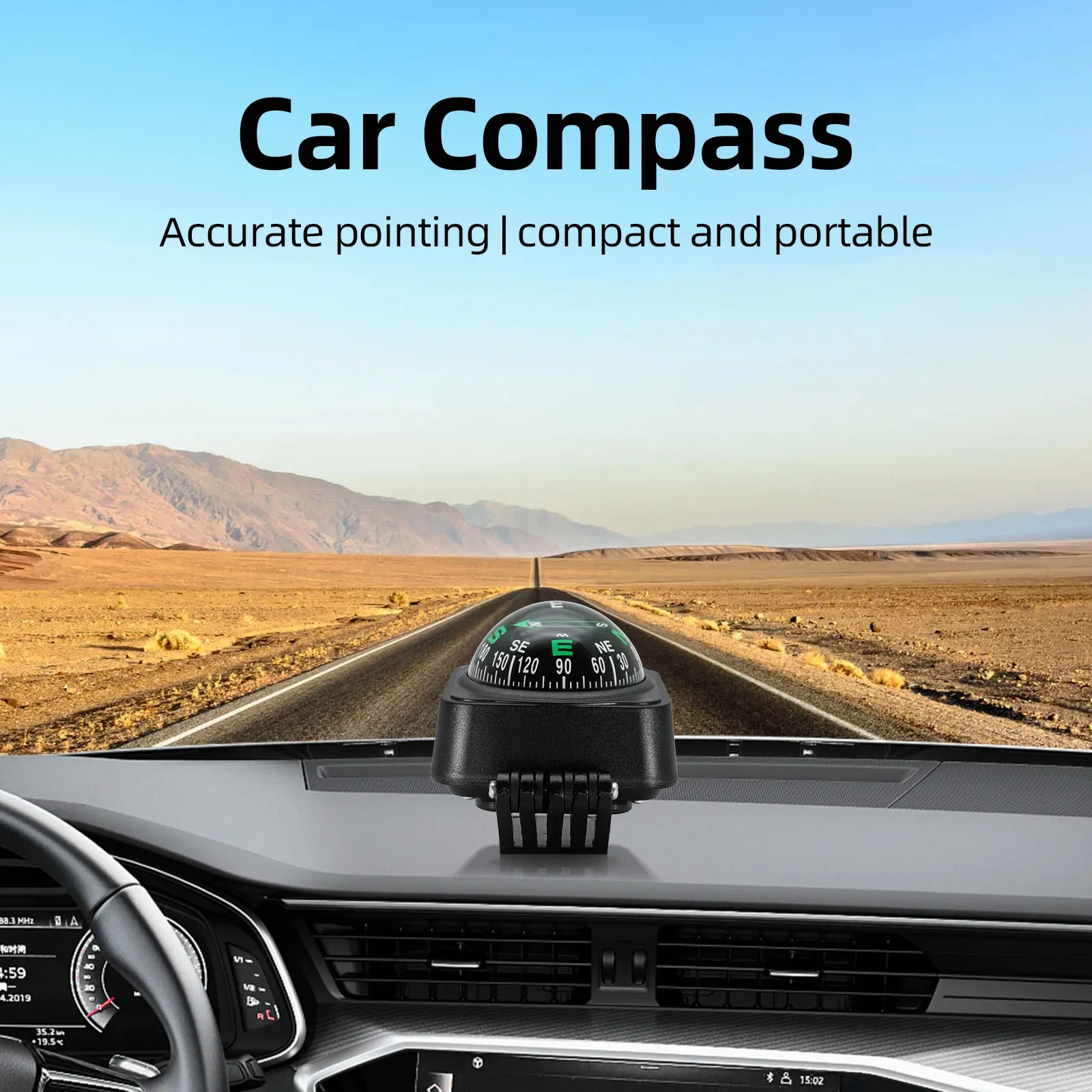 Portable Outdoor Hiking Car Compass Navigation Dashboard Ball Shaped For Boat Vehicle Cycling Direction Pointing Guide