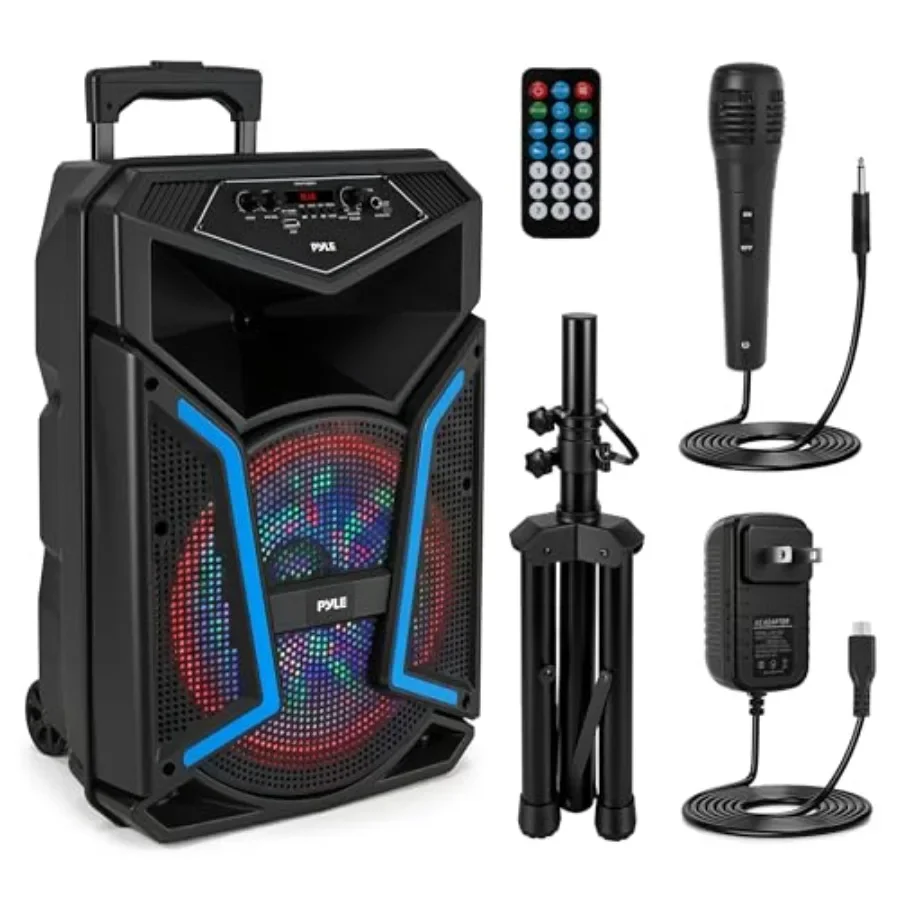

Portable Bluetooth PA Speaker System - 800W Outdoor Bluetooth Speaker Portable PA System w/ Microphone In, Party Lights, MP3/US