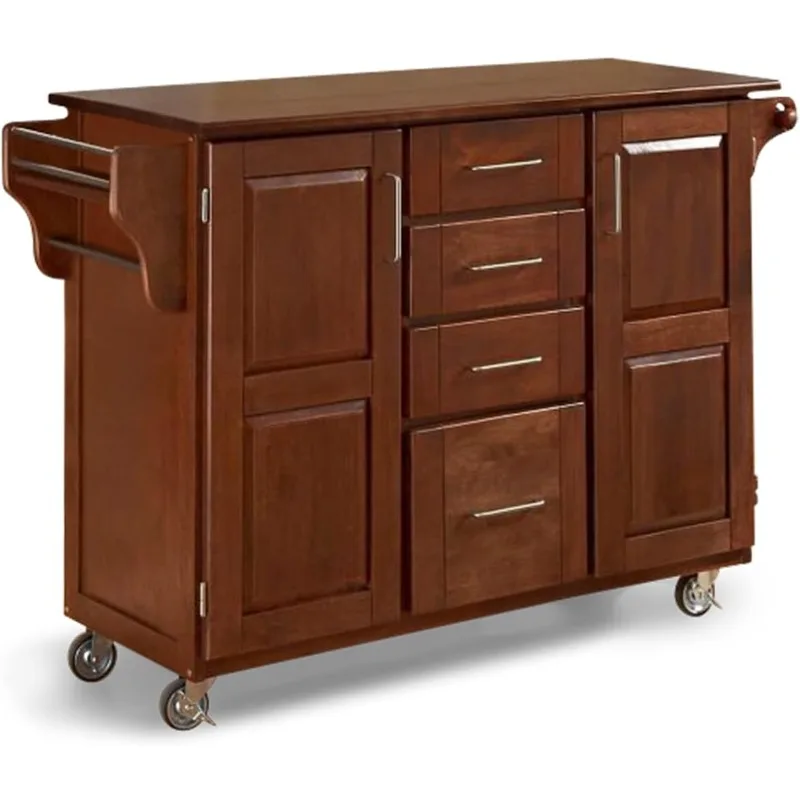 Create-a-Cart  Warm Oak Finish with Cherry Top Handy Spice Rack with Towel Bar and Paper Towel Holder