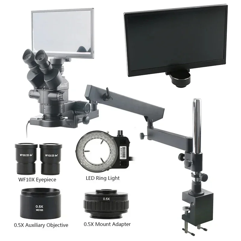 3.5-45X Simul-Focus Trinocular Stereo Microscope FHD 1080P HDMI Video Measurement Camera 11.6\