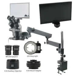 3.5-45X Simul-Focus Trinocular Stereo Microscope FHD 1080P HDMI Video Measurement Camera 11.6