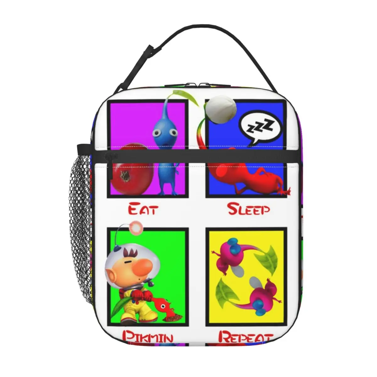 Eat Sleep Pikmin Repeat Insulated Lunch Bag for Women Children Portable Food Boxes Thermal Lunch Box Tote