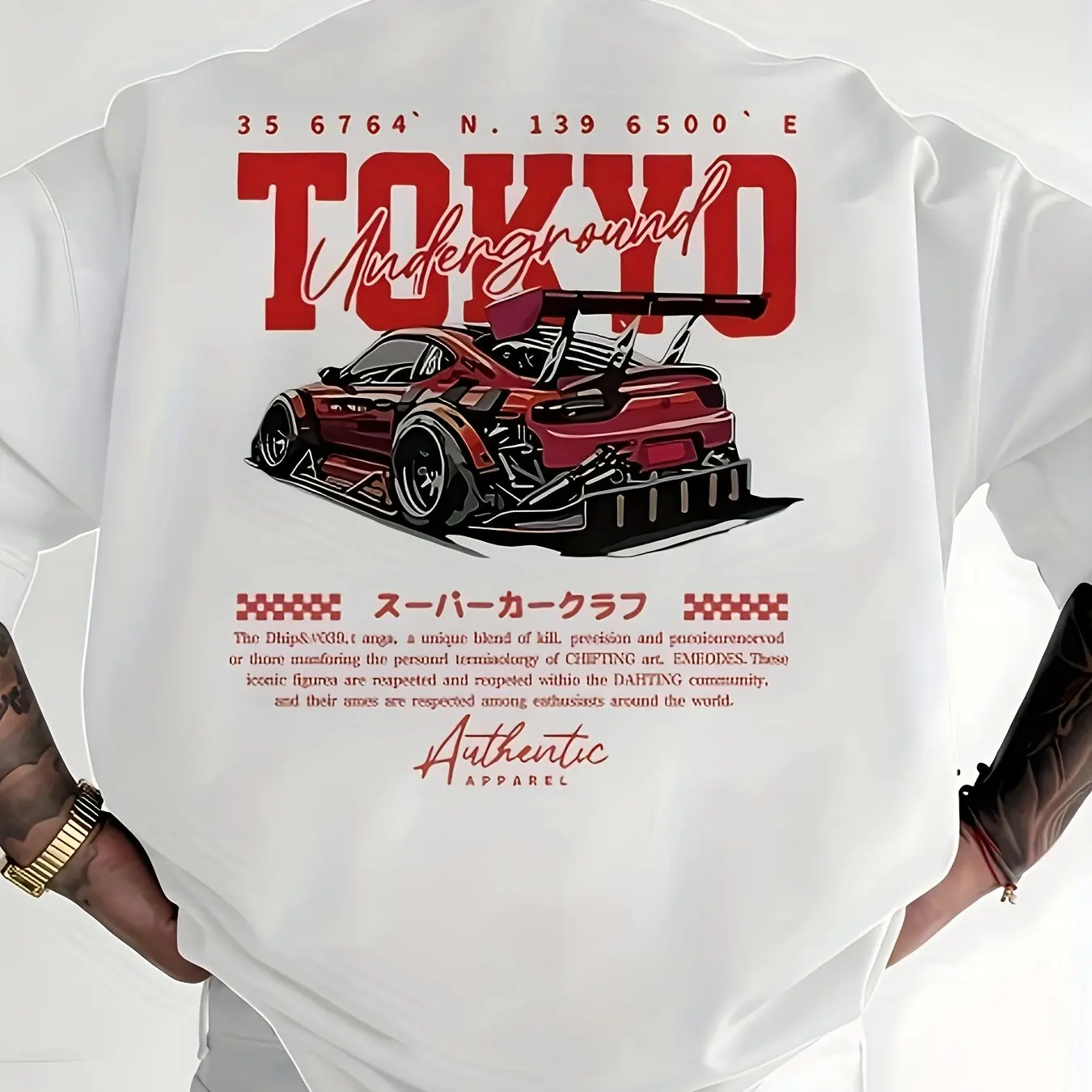 

American Retro Men's Short-sleeved T-shirt Racing Pattern and English Summer New Motorcycle Men's and Women's Streetwear