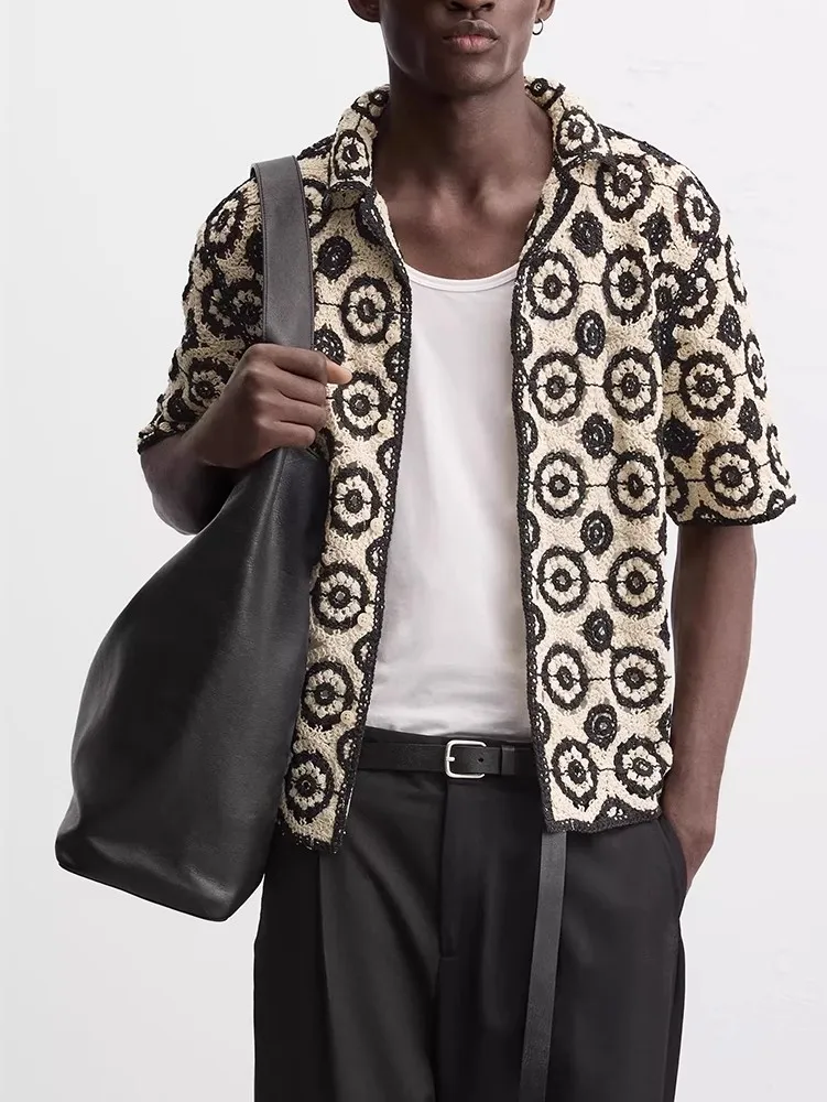 

Свободная текстура, вязаный крючок, ort Sve, мужской, летний, новый, модный, молодежный, повседневный, с цветочным узором