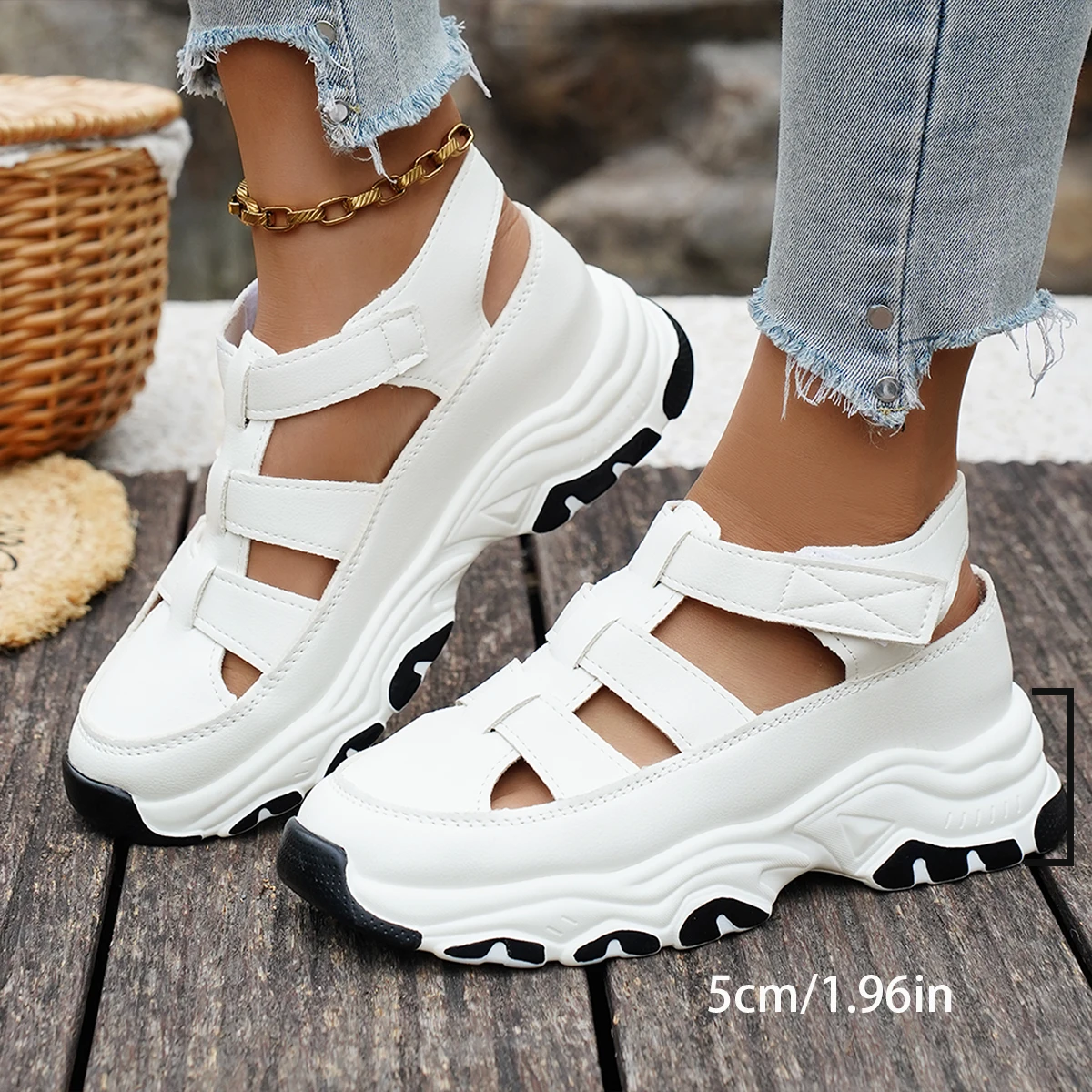 

New Thick-soled Shoes Comfortable Women's Sandals Summer Fashion Round Toe Hollow Casual Comfortable Sandals for Women