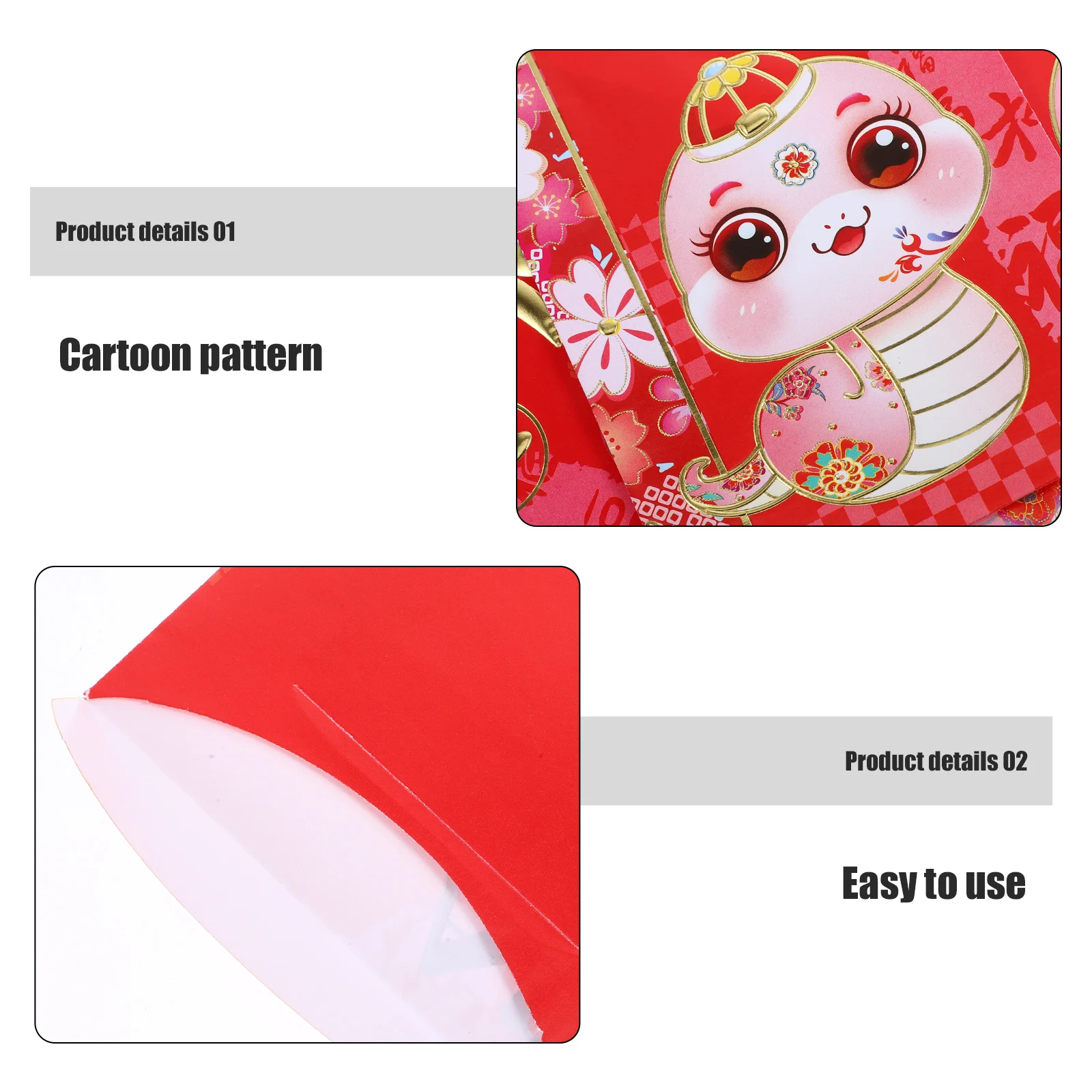 

30pcs Red Envelope Lucky Money Hongbao 2025 Snake Zodiac Vietnamese Text Style Festive Cartoon Design Large Pack Lunar