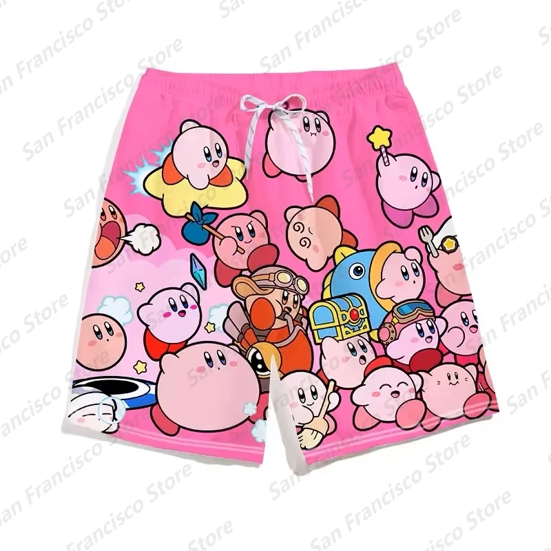 New Summer Girl Bioworld Animated K.irby Character Cartoon Printed Shorts Pajama Shorts Kid/Adult Casual Home Breathable Shorts