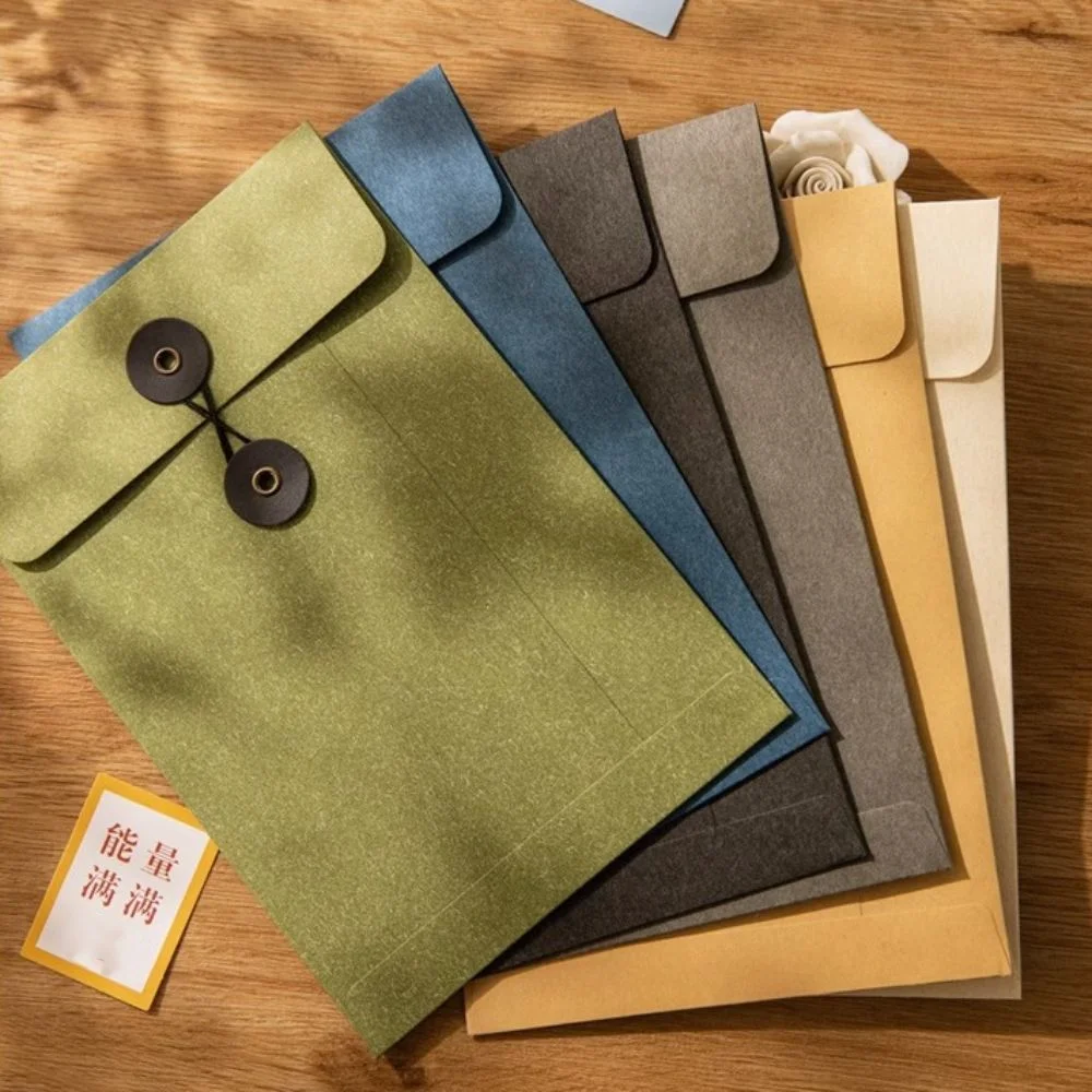A4/A5 Kraft Paper Envelopes with String Tie Closure Clasp Retro Vintage Brown Envelopes Invitation Card High Grade