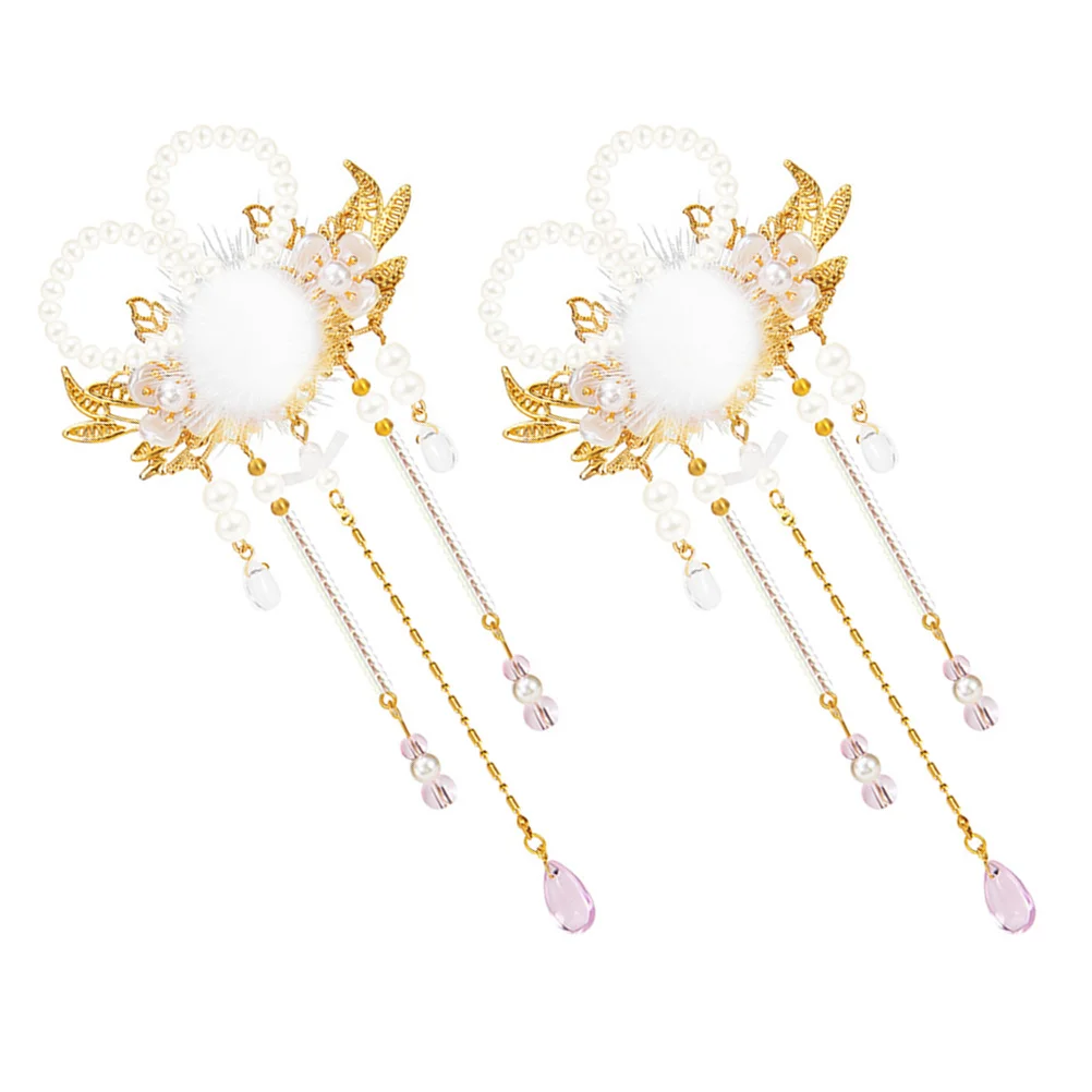 

1Pair Dangle Tassel Pearls Bunny Ear Hair Clip Chinese Style Accessory for Women Girls Special Occasions Tassel Hair Clip