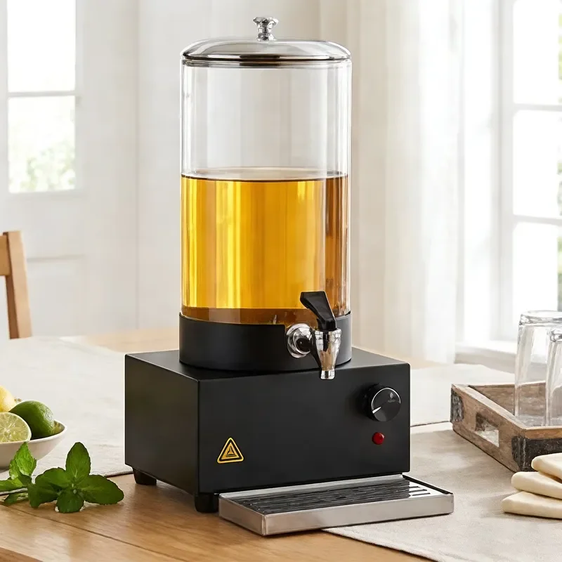 Commercial electric juicer 8L stainless steel glass material, adjustable thermostat, countertop beverage heater, manual