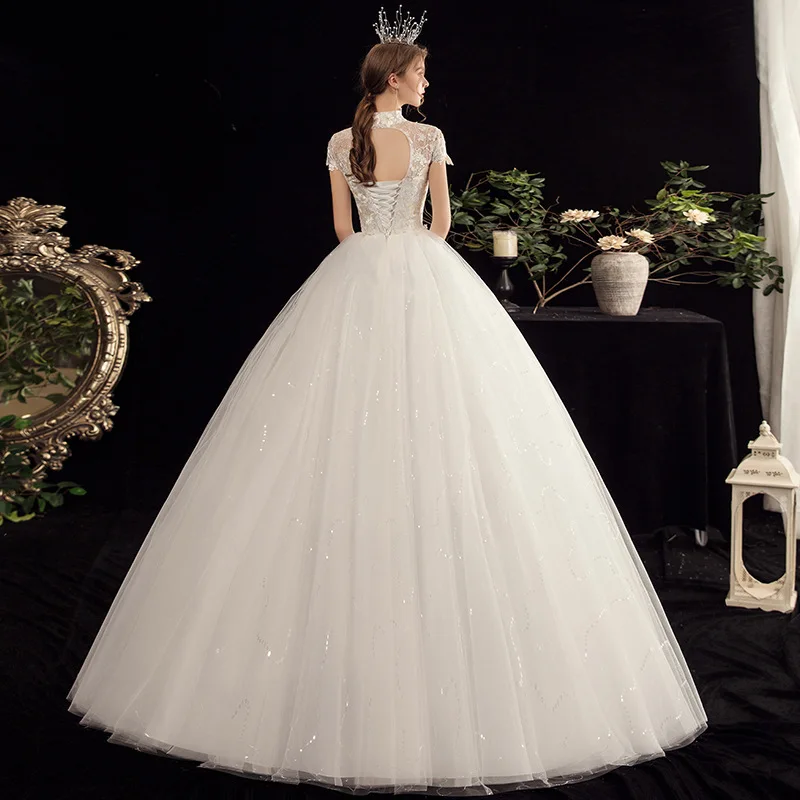 NBFENFA Light Wedding Dresses for Women 2024 New Bride French  Lace Embroidery Slim Princess Wedding Gowns Sexy Backless Vestido