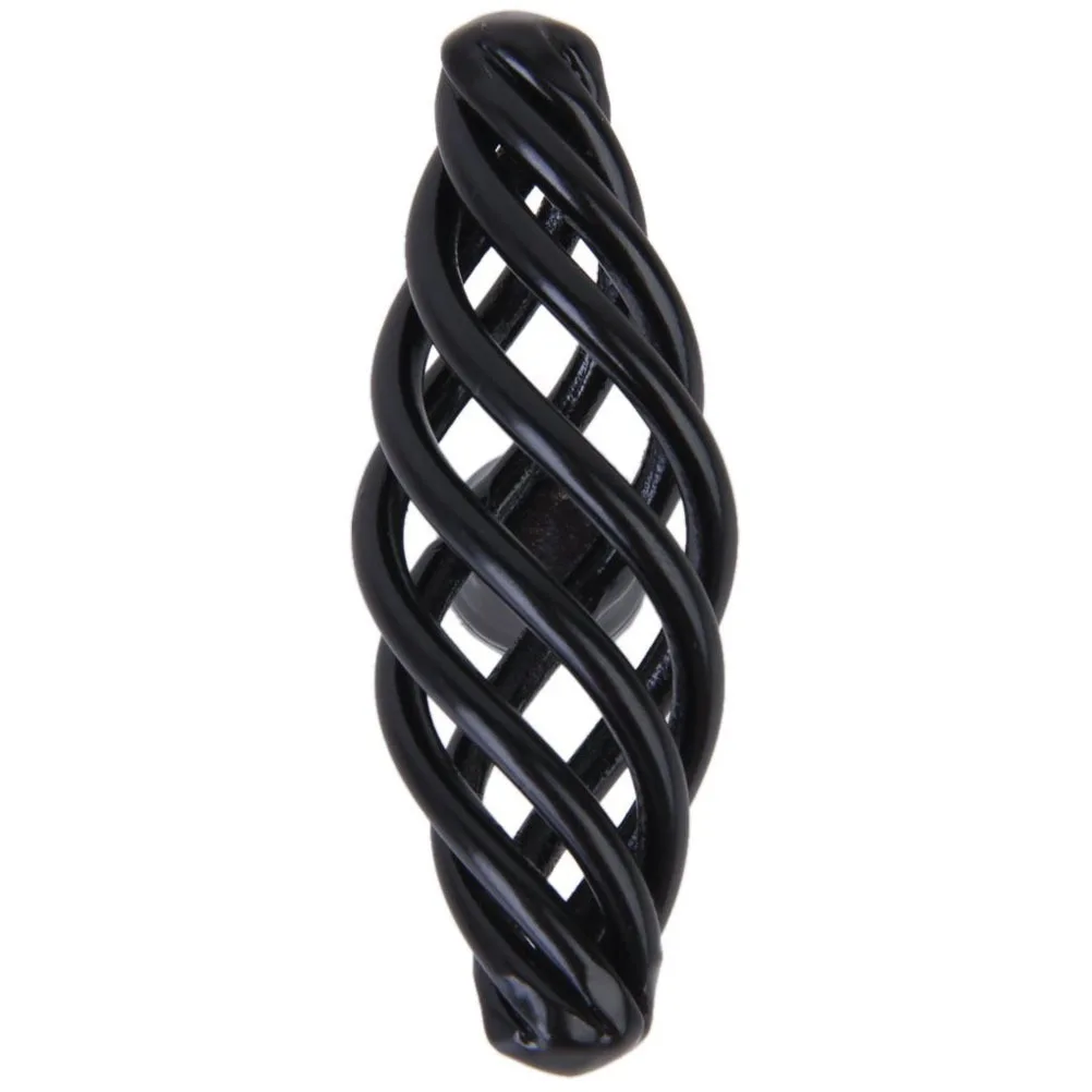 

Vintage Black Spiral Cage Kitchen Cabinet Handle Knob Durable Hard Alloy 6x36cm Cupboard Drawer Door Hardware Spiral Cage Knob