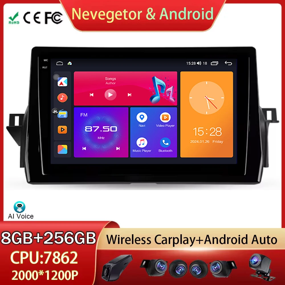 

For Toyota Camry 8 XV70 2020 - 2023 Android Auto Car Radio Head Unit Multimedia Player GPS Navigation 5G WIFI BT DSP No 2din DVD