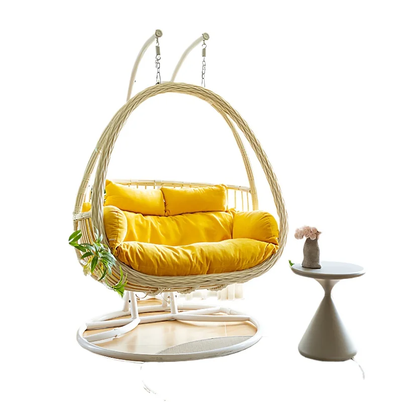 Indoor swing hanging chair Internet celebrity balcony living room cream double cradle chair household rattan chair