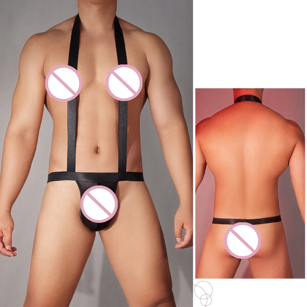 

Men's Jockstrap Underwear Bodysuit Sexy Lingerie Suspender Jumpsuits Men Harness Hollow Out Bondage Elastic Hole Erotic Costume