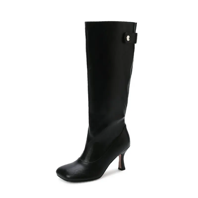 

Женские ботинки до середины икры 2025 года, современные модные ботинки из натуральной кожи, уличная танцевальная обувь