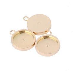 20pcs Stainless Steel 10mm Cabochon Base Setting Blanks Round Gold Plated Charm Pendant Bezel Trays Diy For Jewelry Making