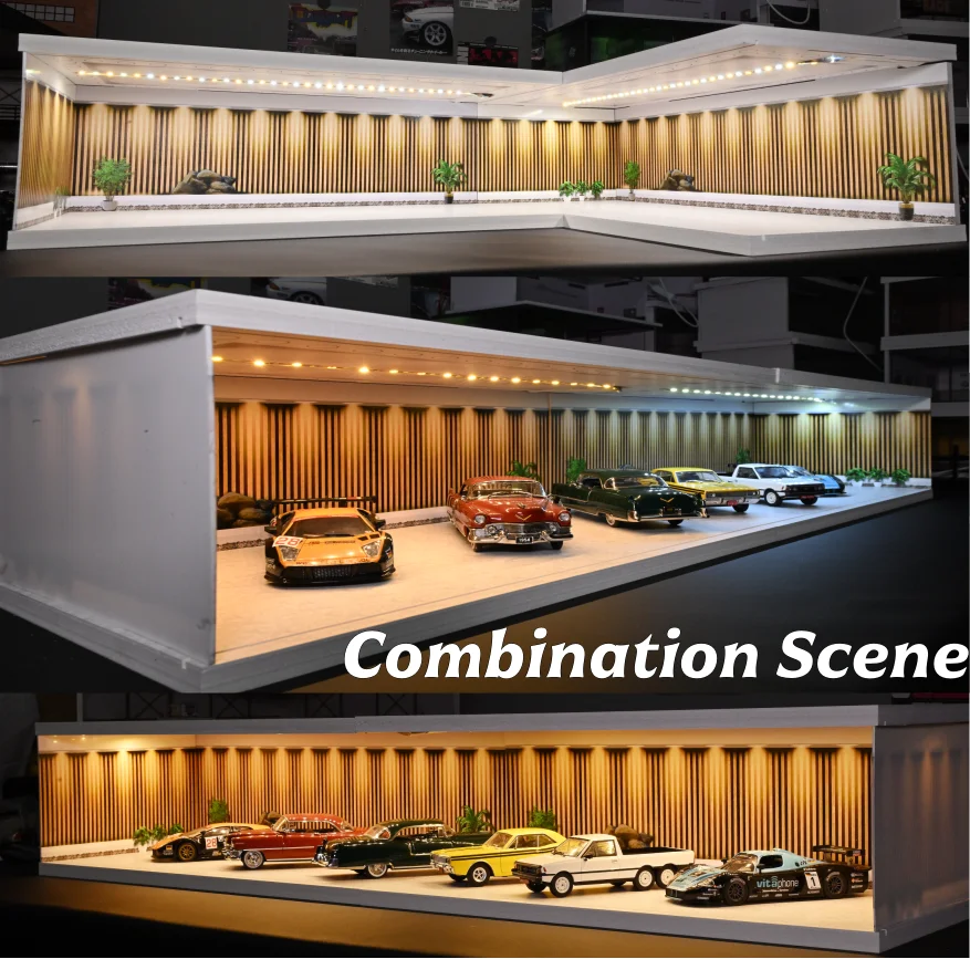 Diorama 1:64/43/18/24 Garage Model Scene Display Multi-Unit Parking Lot Model Dust-proof Storage Display Case for Car Model