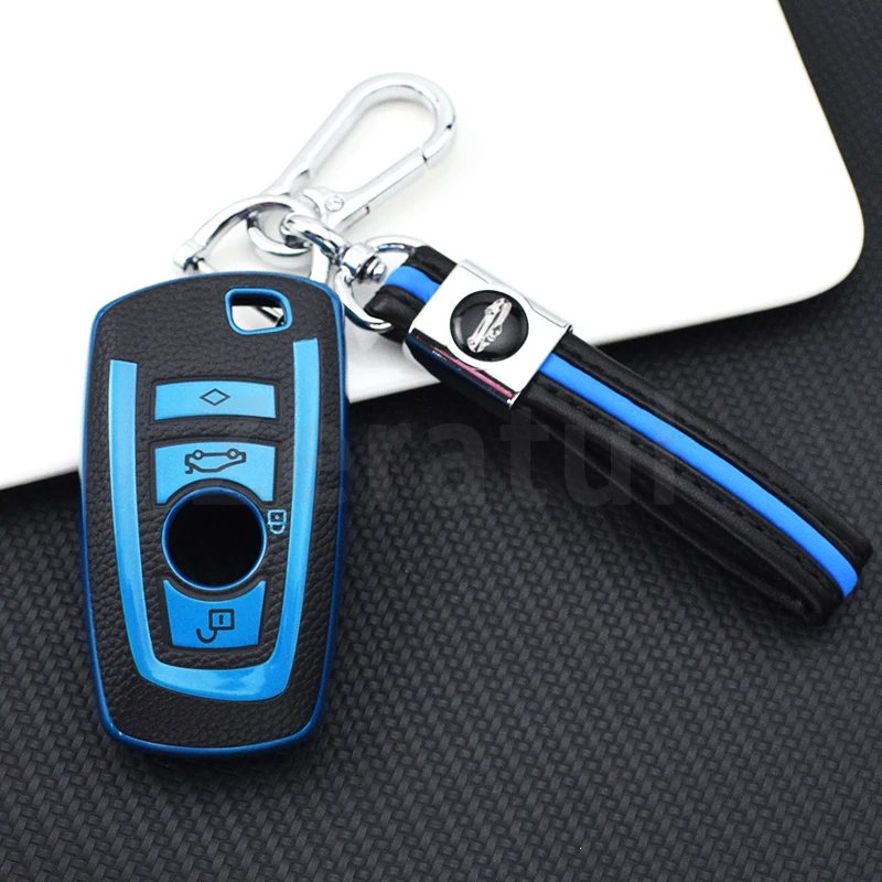 TPU Leather Car Key Case Cover Shell Fob Protector For BMW 1 2 3 4 5 6 7 Series X1 X3 X4 X5 X6 F30 F34 F10 F07 F20 G30 F15 F16