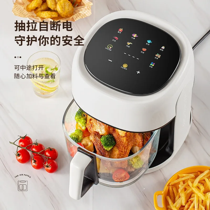 4L Visual Air Fryer Touch Screen Glass Electric Fryer Multifunctional Smart Roast Chicken Oil Free Cooker with Window