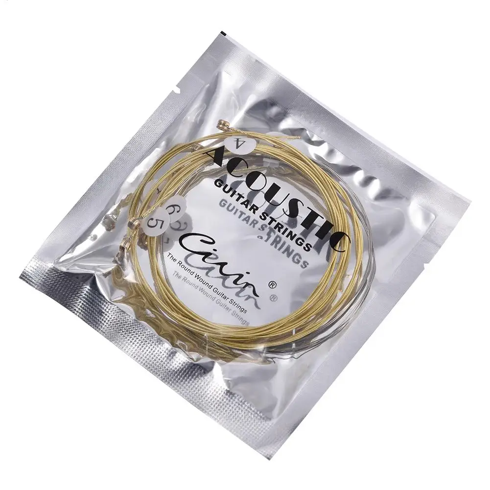 6pcs Replacement Acoustic Guitar String Brass Hexagonal Steel Core Strings For Musical Instruments Guitars Strings Guitar Parts