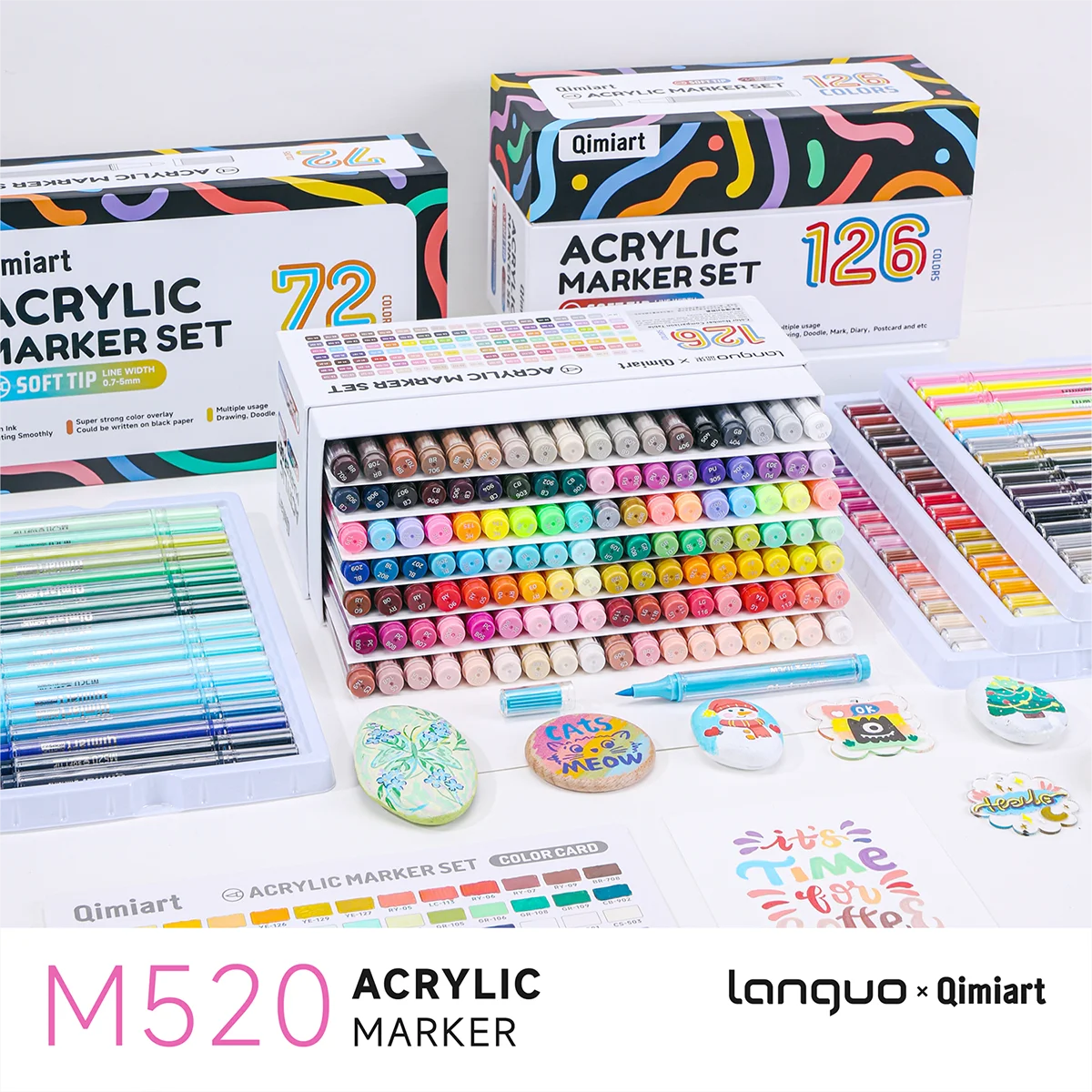 72/126 Color Acrylic Marker Set, Nylon Soft Tip, Customizable Line Thickness, Line Width 0.7-5mm, Outline Drawing, Super Strong Color Coverage, Large Ink Capacity, Suitable for Drawing, Graffiti, Journaling, DIY and Artistic Creation