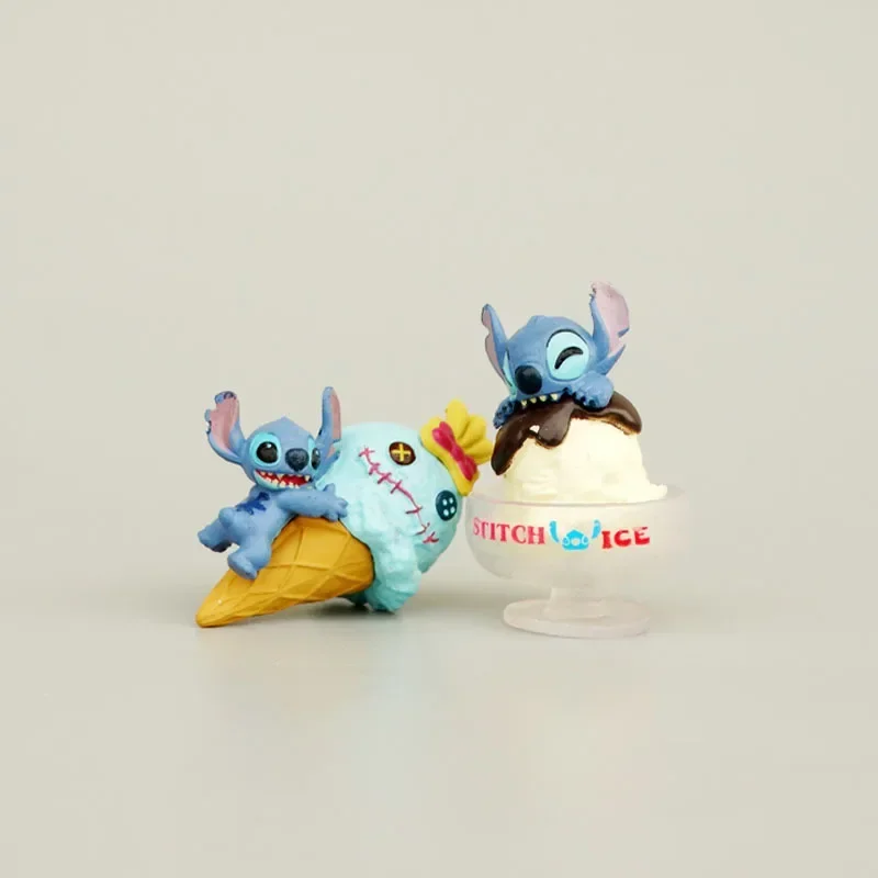 Disney Lilo Stitch ตุ๊กตาขยับแขนขาได้ไอศกรีมขนาดเล็ก, โมเดลอะนิเมะน่ารักของเล่นตกแต่งอาหารตุ๊กตาเด็กของขวัญวันเกิดวันคริสต์มาส