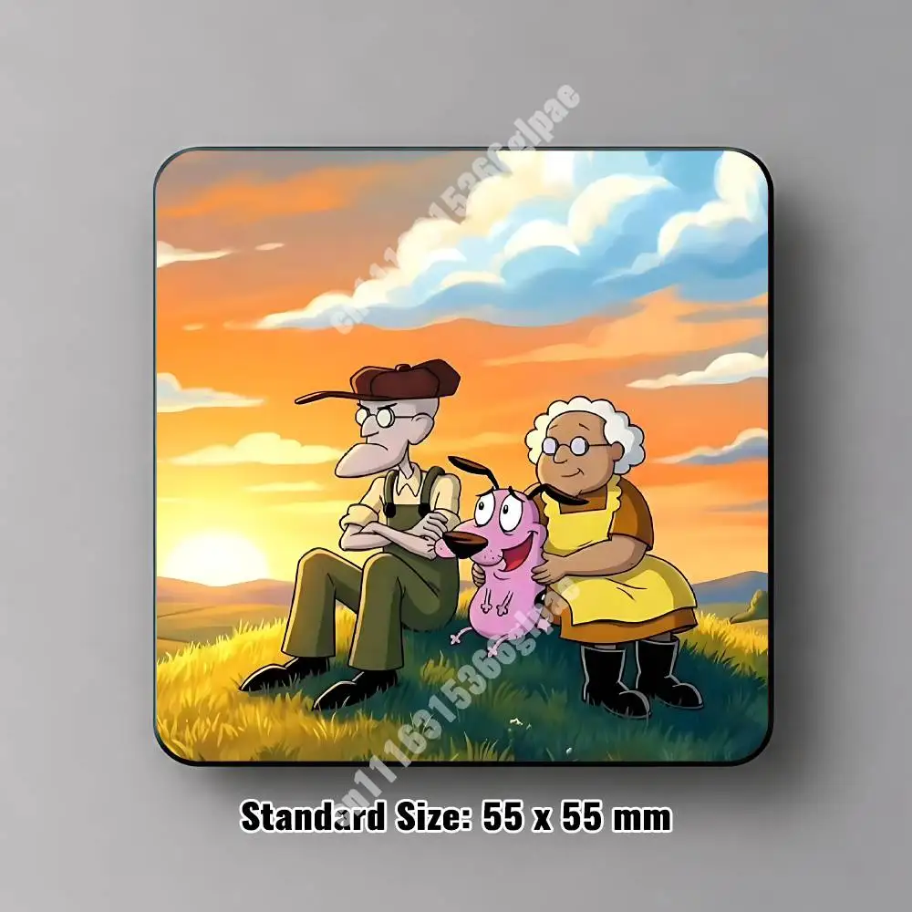 C-Courage Cartoon The Cowardly Dog Magnetic Sticker Reusable Fridge Decal for Metal Surfaces Magnet Marker
