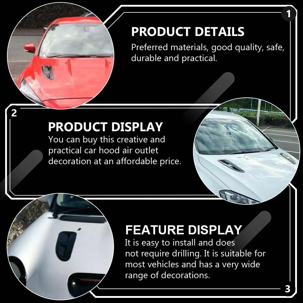 

1 пара универсальных декоративных накладок на воздухозаборник капота автомобиля, наклейки на боковые вентиляционные отверстия для индивидуализации автомобиля