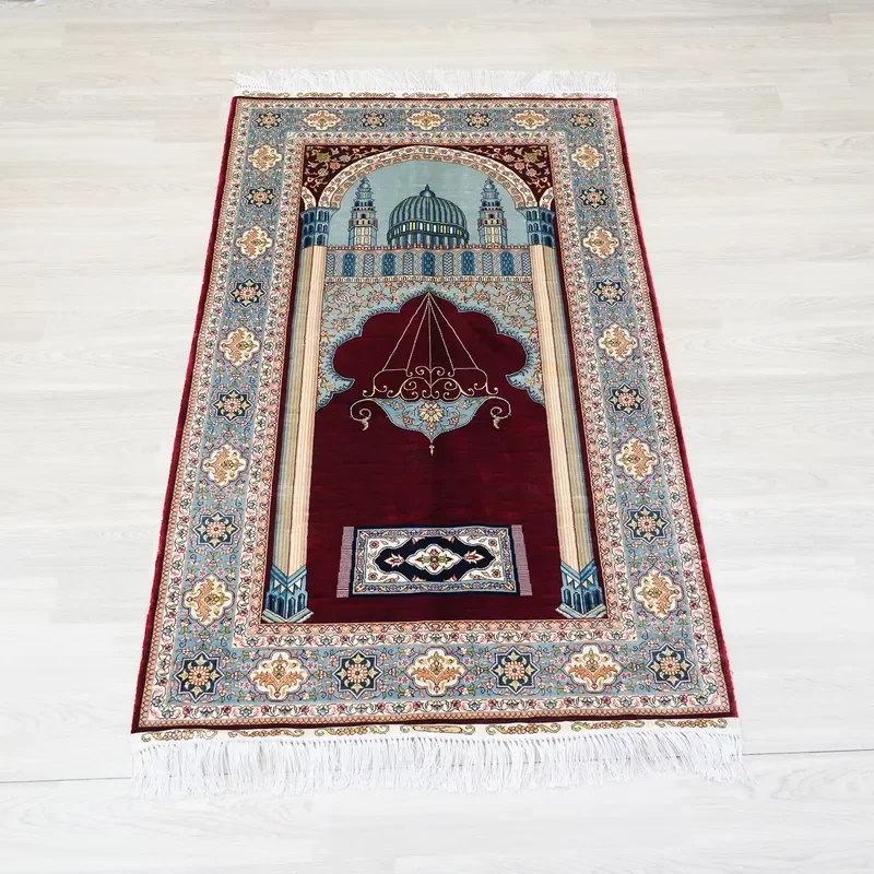 for 3x5ft Silk on Silk Prayer Rug Turkish India Rugs and Nepali Handmade Silk Carpet