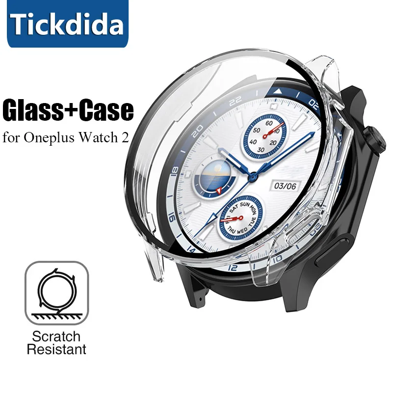 

Закаленное стекло + искусственное стекло для Oneplus Watch 2, защитная рамка для экрана, бампер для Oneplus Watch 2