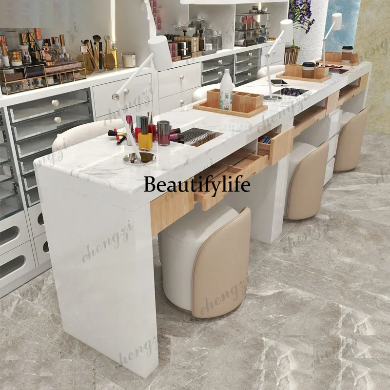 M138 Modern Luxury Nail Table With Dust Collector Design Italian Elegant Nail Desk Chic Glamour Table Manucure Salon Furniture