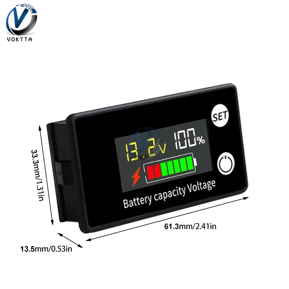 6133A DC8-100V indicatore di capacità della batteria misuratore di potenza digitale LCD Tester di tensione PO4 al litio al piombo per auto moto