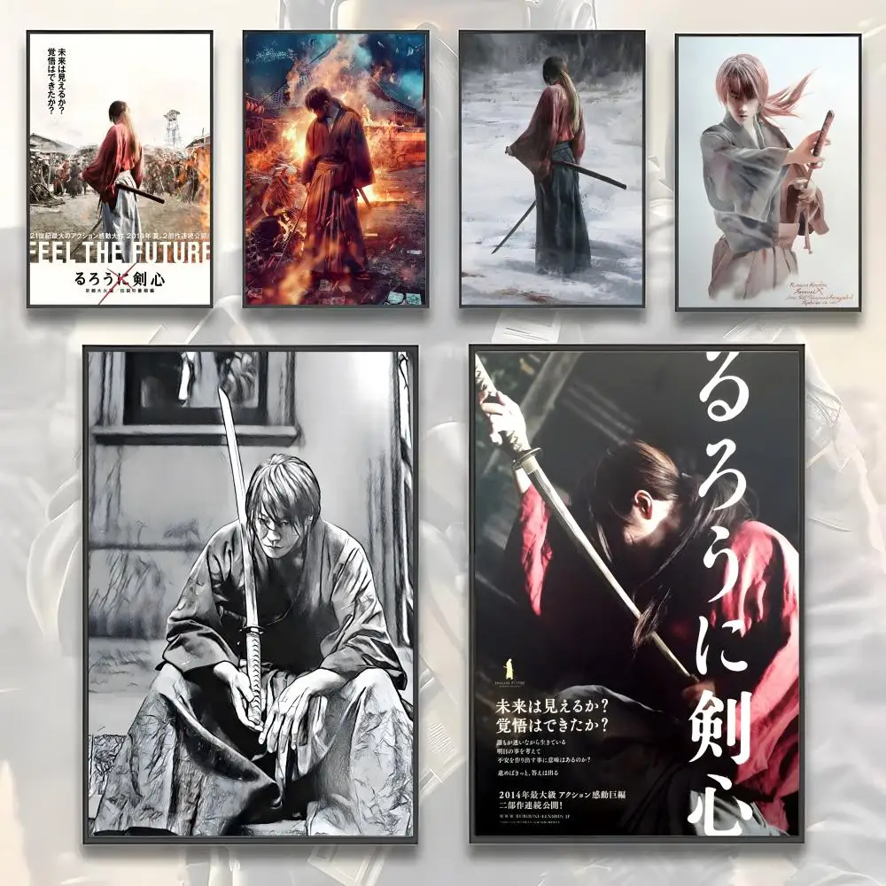 L-Langke Sword Heart R-RUROUNI KENSHIN Poster Sticky Wall Art Printing Waterproof Home Living Bed Room Aesthetic Decor