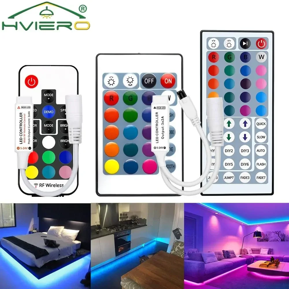 17/24/44key mini ir led inteligente controle remoto dimmer 12v rgb 2835 5050 led luz de tira lâmpada parede tv backlight iluminação decoração