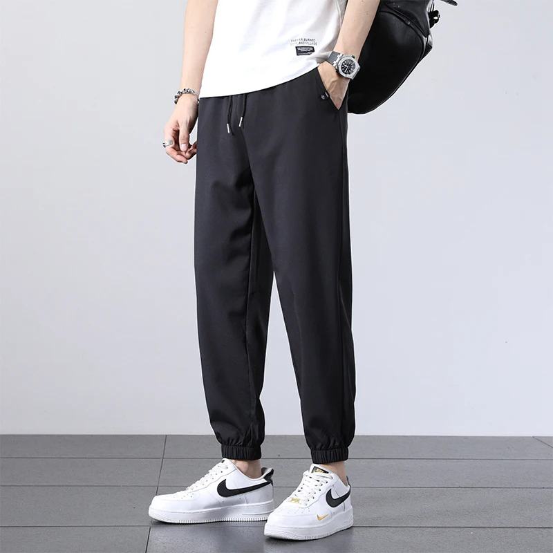 

2024 New Casual Suit Pants Korean Men's Pants Straight Loose Semi-Wide Sweatpants Soft Wide Leg Long Baggy Trousers W17