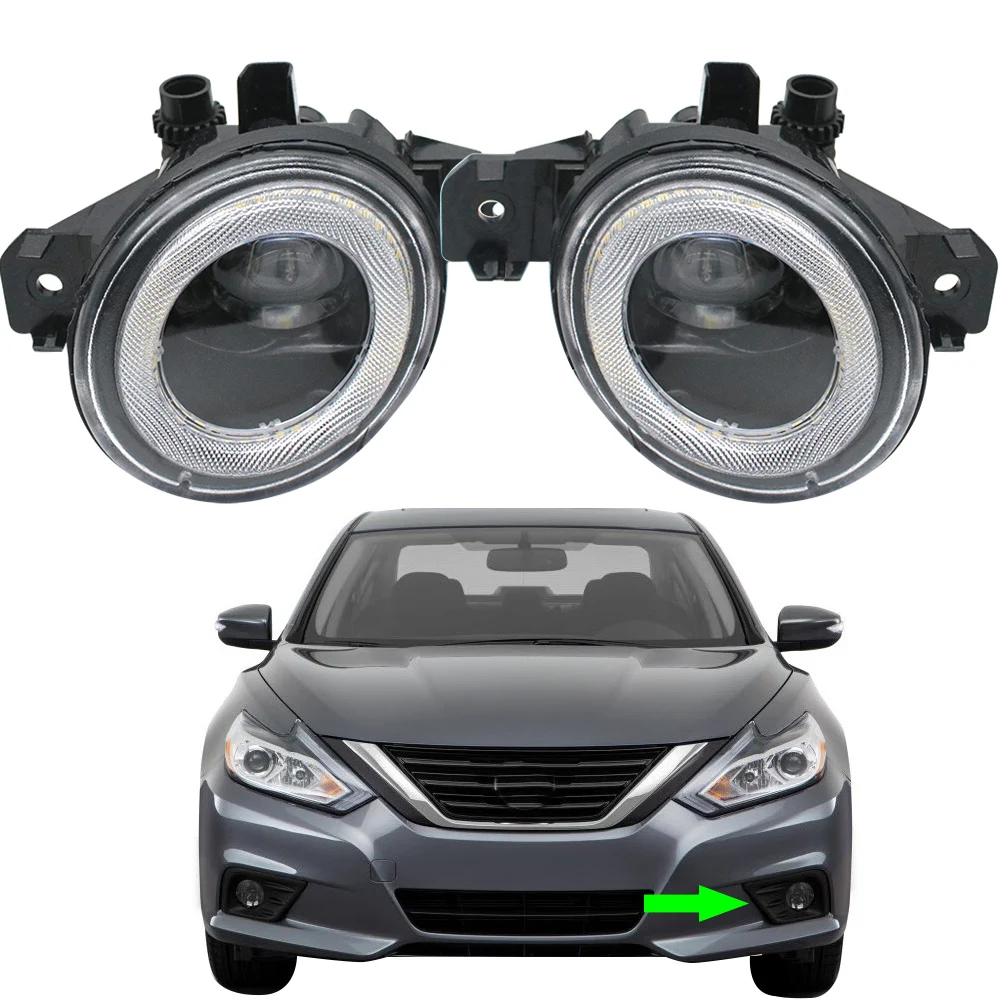 

Car Fog Lamp Assembly W/ Lens Daytime Running Light Angel Eye Led DRL Headlight for Nissan Altima S SL SR SV L33 2016 2017 2018