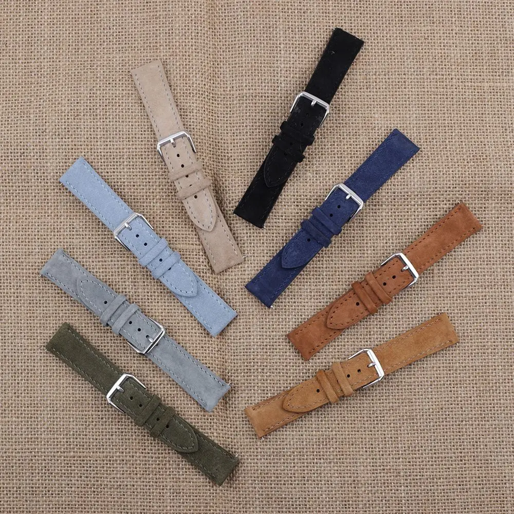 

Soft Suede Leather Watch Band 18mm 19mm 20mm 22mm 24mm Brown Vintage Watch Strap Quick Release Watch Bands Replacement Wristband