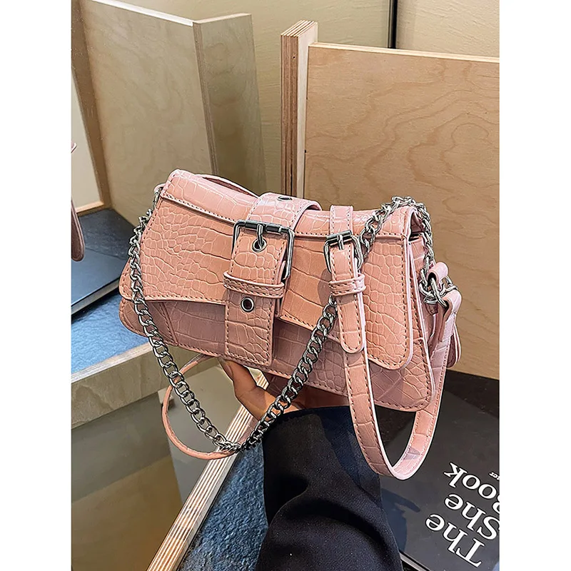 Korean Version Design Sense Retro Women Bag 2024 New Solid Color CrossBody Bags Chain Single Shoulder Underarm Small Square Pack