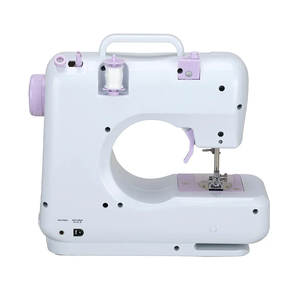 Portable Sewing Machine for Beginners Mini Electric Household Crafting Mending Overlock with 12 Stitches Presser Foot Pedal